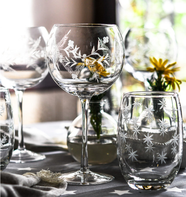 Copa Globe Vino, diseño “Flor y Espigas”.