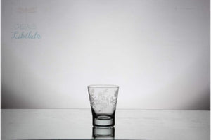 Vaso Bajo Agua o Jugo / Tallado "Flor y Espigas"