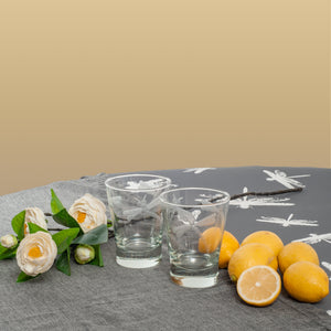 Set 6 Vasos Bajos / Tallado "Libélula"