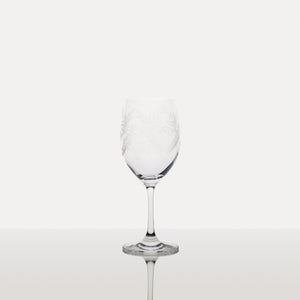 Set 6 Copas de Cristal Italiano Degustación Vino Tinto /Tallado: “Flor y Espigas”.