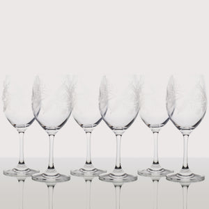 Set 6 copas vino cristal italiano, diseño: “Flor y Espigas”.