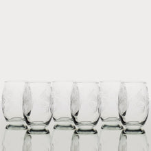 Cargar imagen en el visor de la galería, Set 6 Vasos Provenzal / Tallado &quot;Flor y Espigas”.