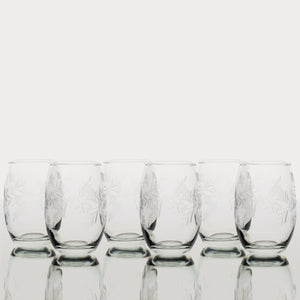 Set 6 Vasos Provenzal / Tallado "Flor y Espigas”.